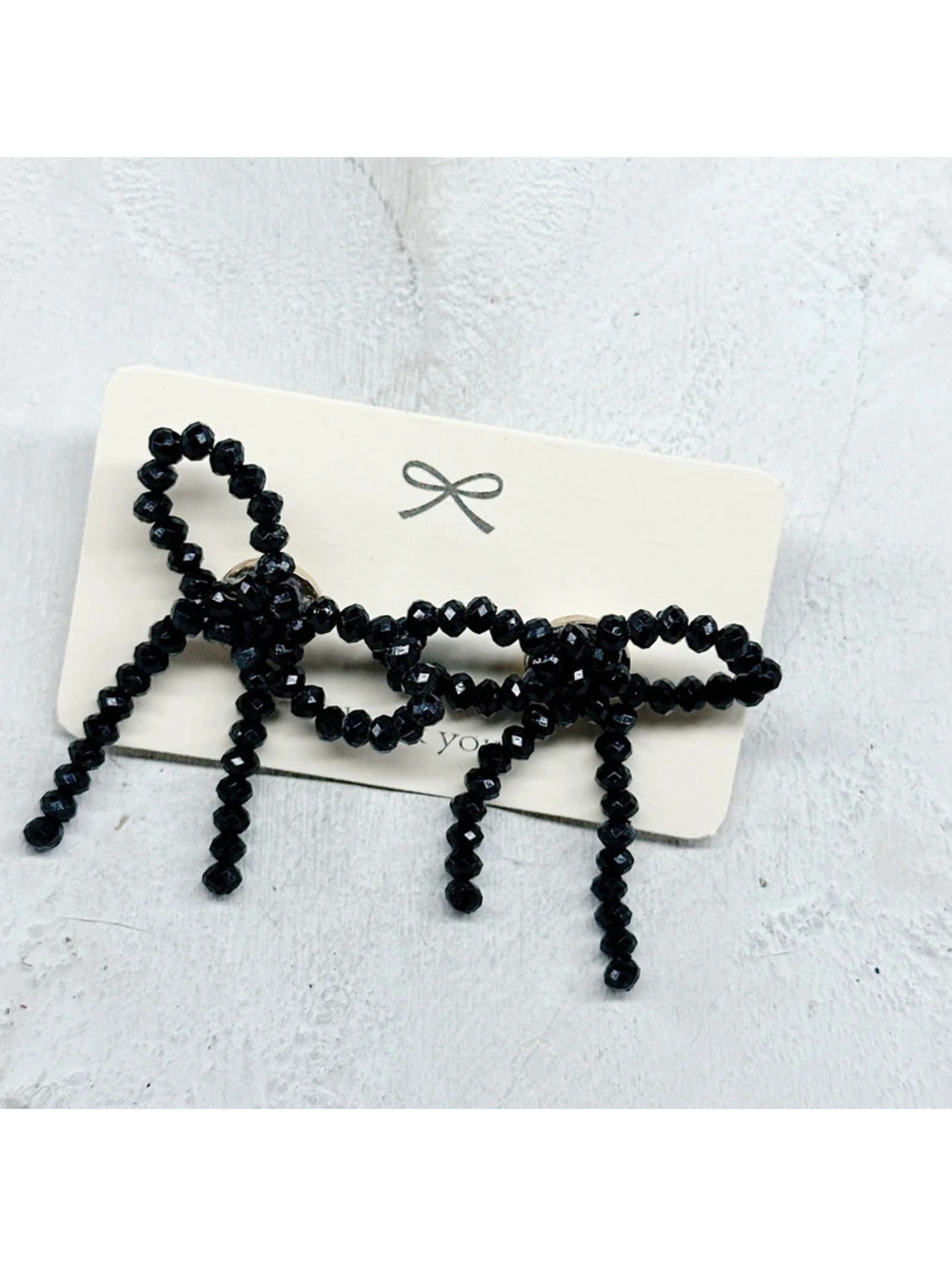 6279mc. Bow Plastic Earrings Black